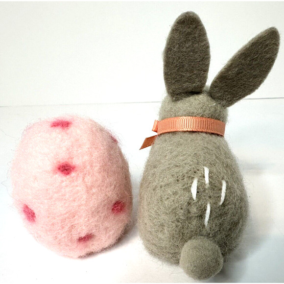 Spritz Mini Felt Bunny Rabbit &‎ Egg Spring Easter Decor Polka Dot 2 Pack NEW - Picture 9 of 9